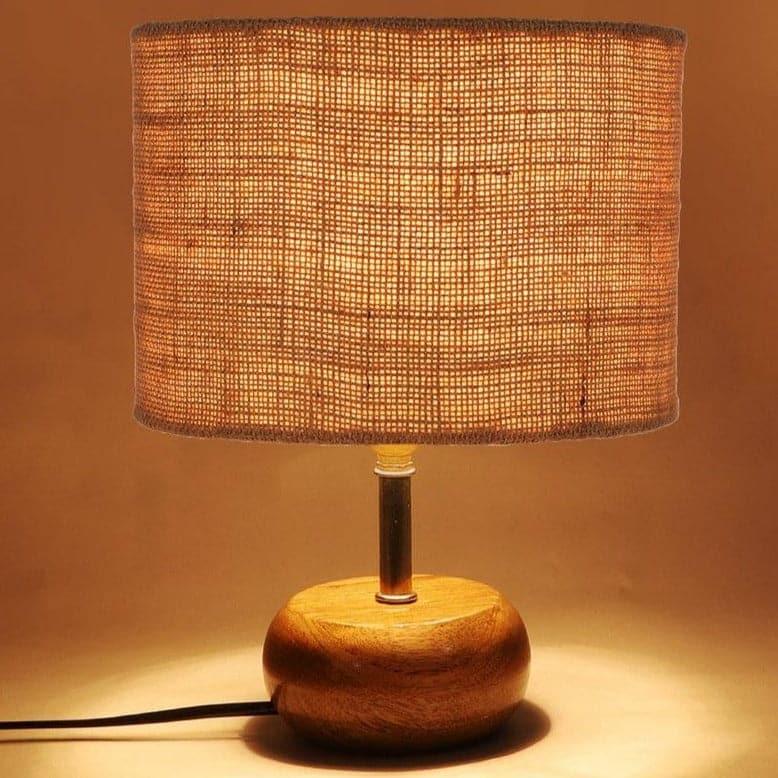 Table Lamp - Wood Pebble Table Lamp- Beige