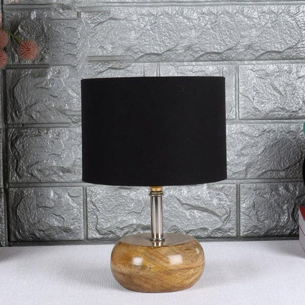 Table Lamp - Wood Pebble Table Lamp- Black