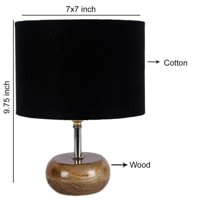 Table Lamp - Wood Pebble Table Lamp- Black