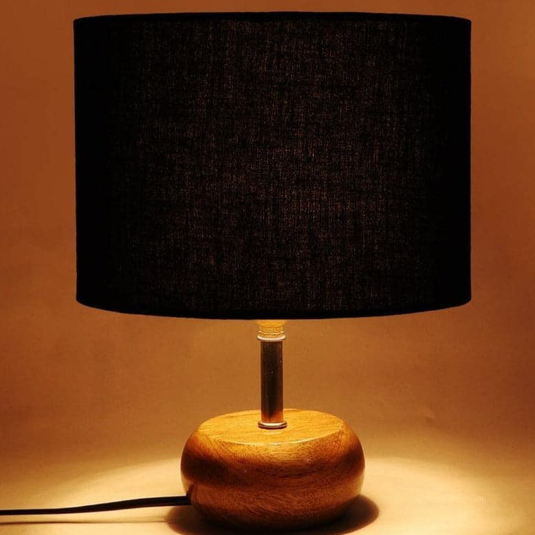 Table Lamp - Wood Pebble Table Lamp- Black