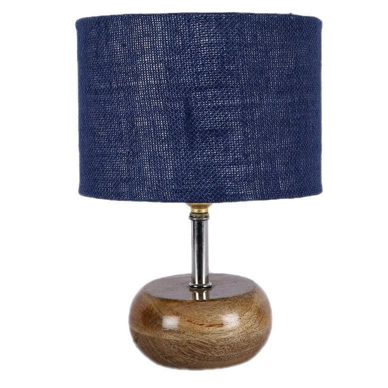 Table Lamp - Wood Pebble Table Lamp- Blue