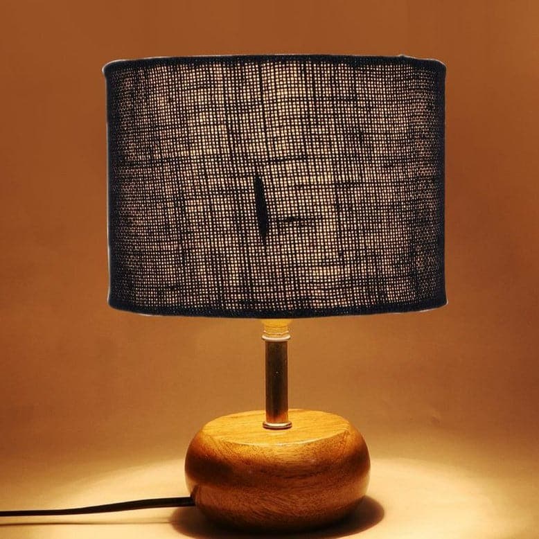 Table Lamp - Wood Pebble Table Lamp- Blue