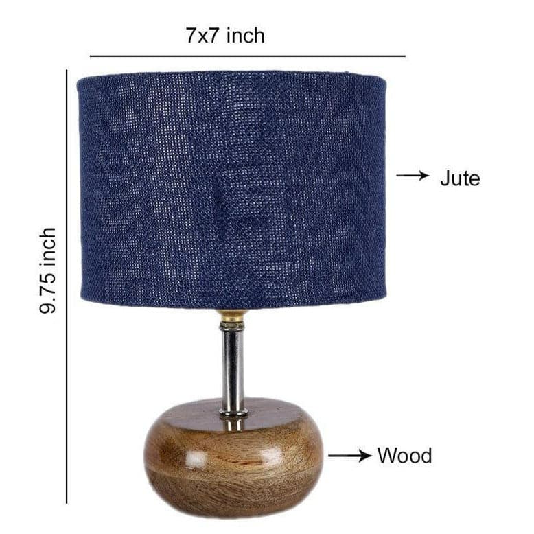 Table Lamp - Wood Pebble Table Lamp- Blue