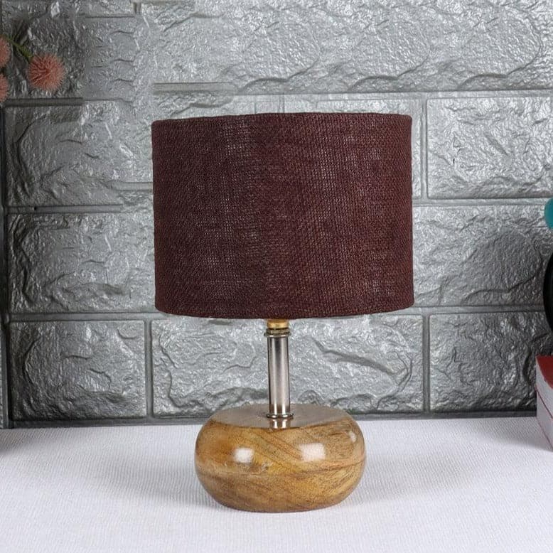 Table Lamp - Wood Pebble Table Lamp- Brown