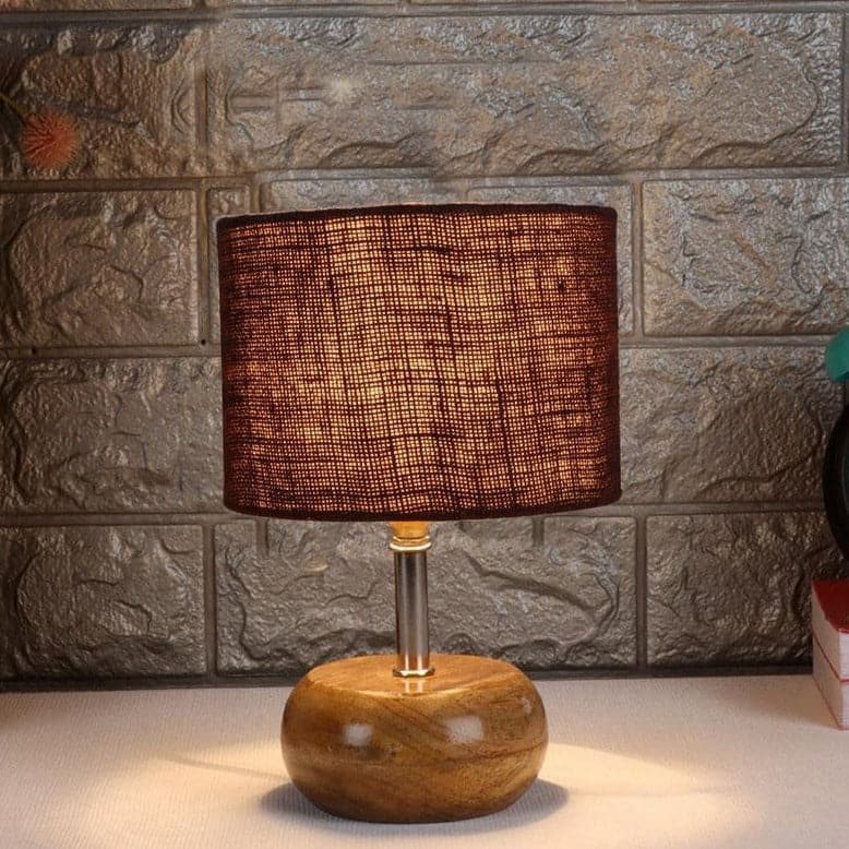 Table Lamp - Wood Pebble Table Lamp- Brown