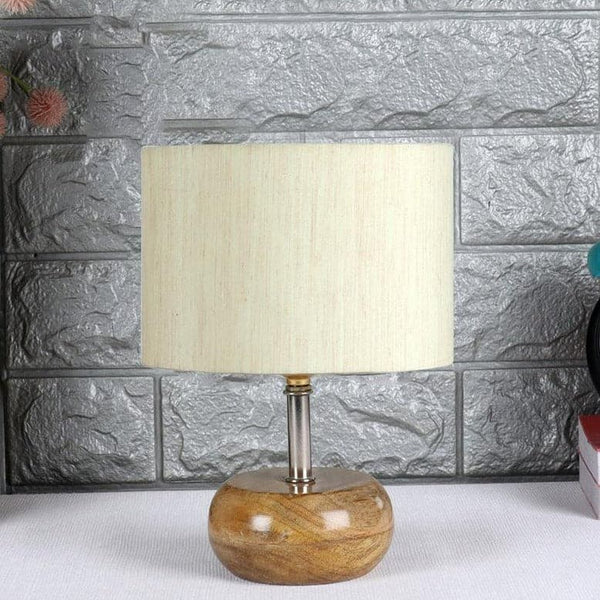 Table Lamp - Wood Pebble Table Lamp- Off-White