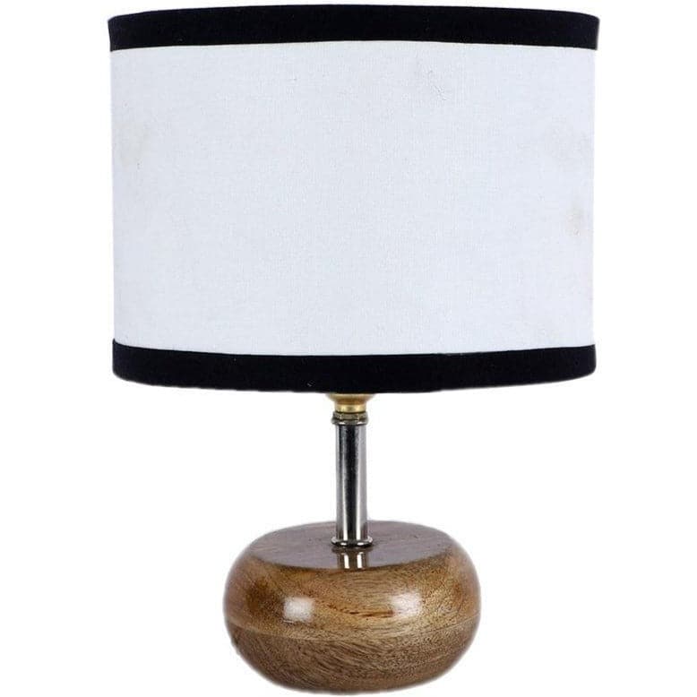 Table Lamp - Wood Pebble Table Lamp- White & Black