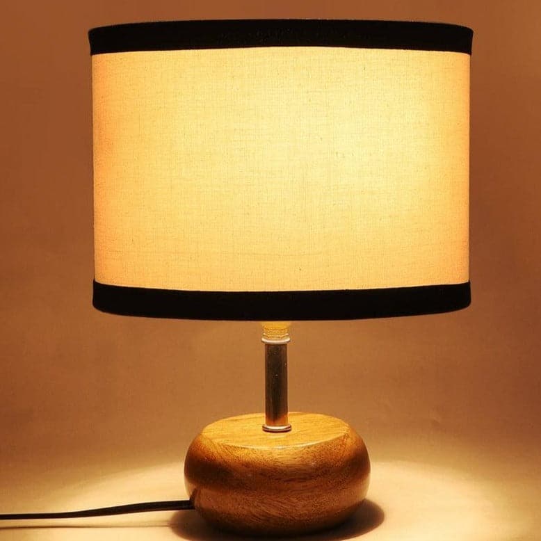 Table Lamp - Wood Pebble Table Lamp- White & Black