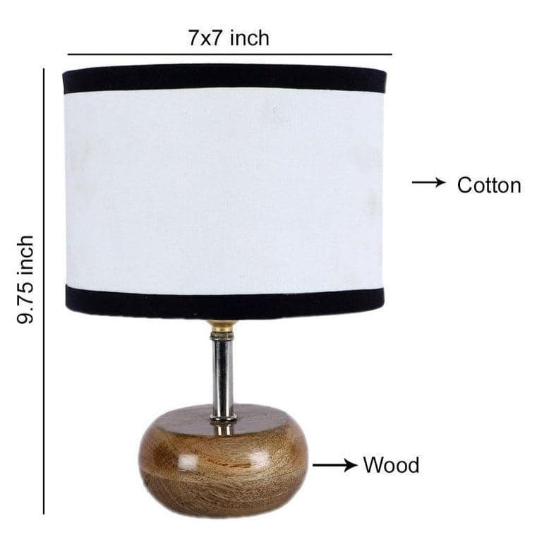 Table Lamp - Wood Pebble Table Lamp- White & Black