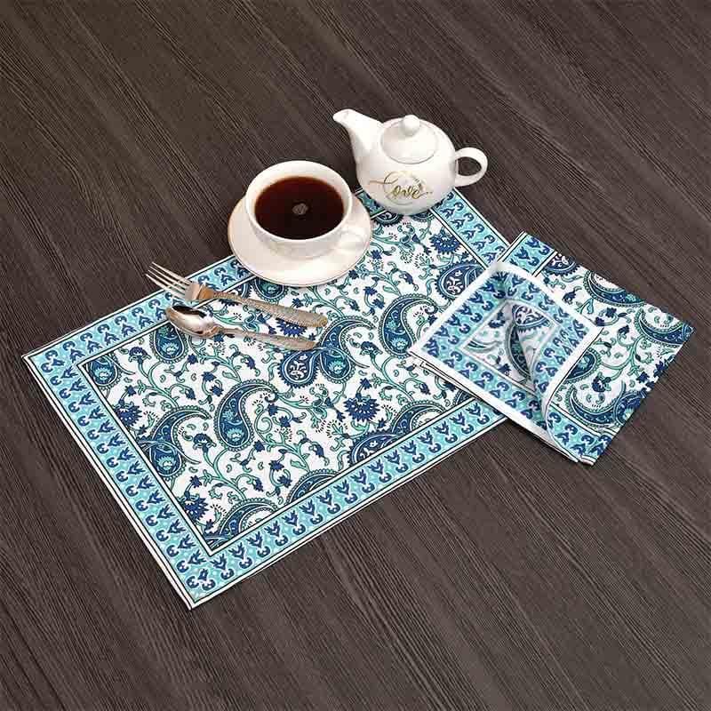 Table Linen Set - Blue Paisleys Table Linen Set