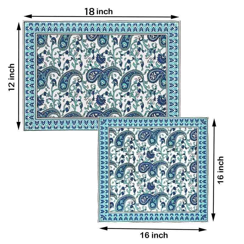 Table Linen Set - Blue Paisleys Table Linen Set