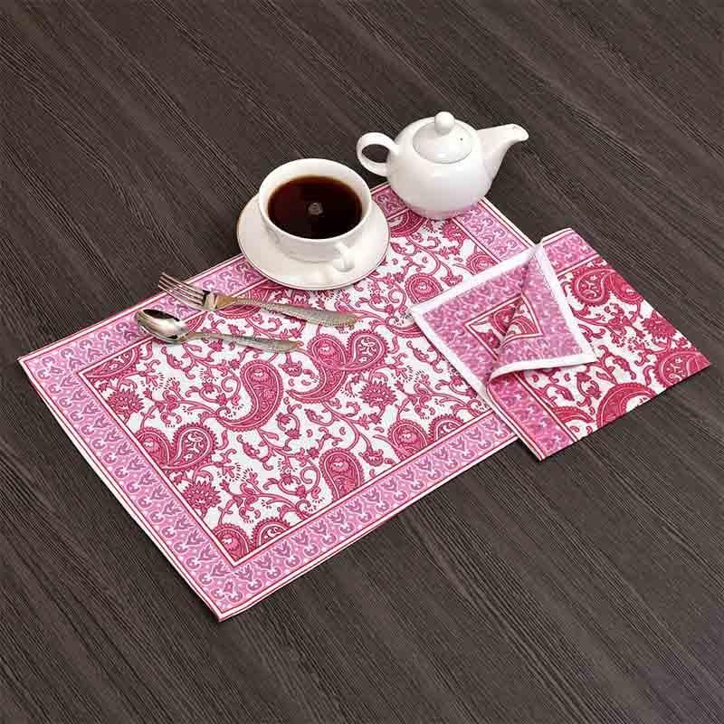 Table Linen Set - Pink Paisleys Table Linen Set