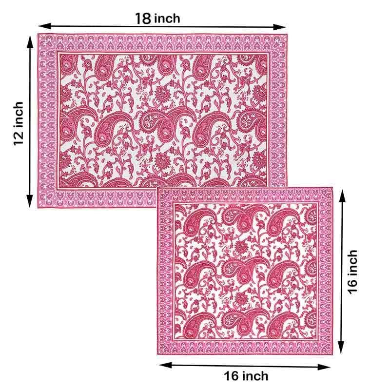 Table Linen Set - Pink Paisleys Table Linen Set