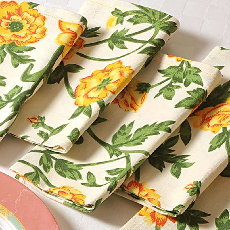 Buy Happiness is Yellow Table Napkins - Set Of Six Table Napkins from Vaaree