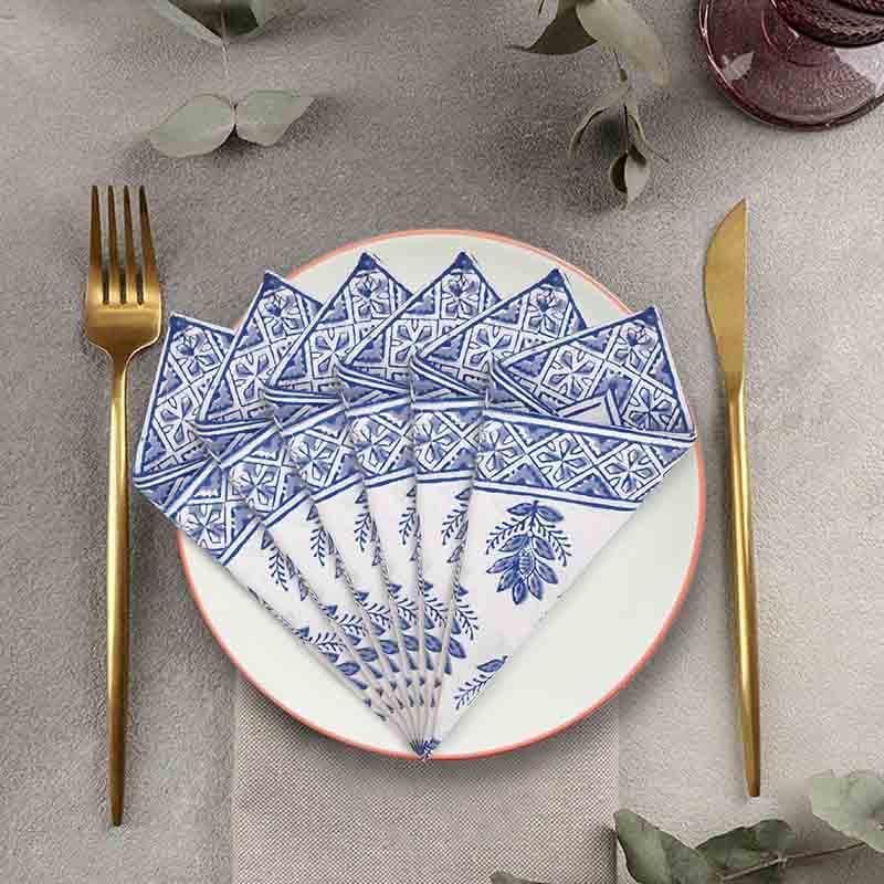 Buy Mehr Handblocked Table Napkin - Blue Table Napkins from Vaaree