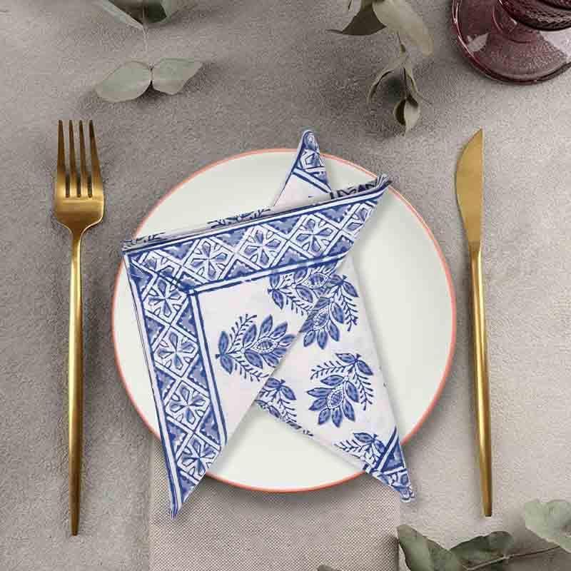 Buy Mehr Handblocked Table Napkin - Blue Table Napkins from Vaaree