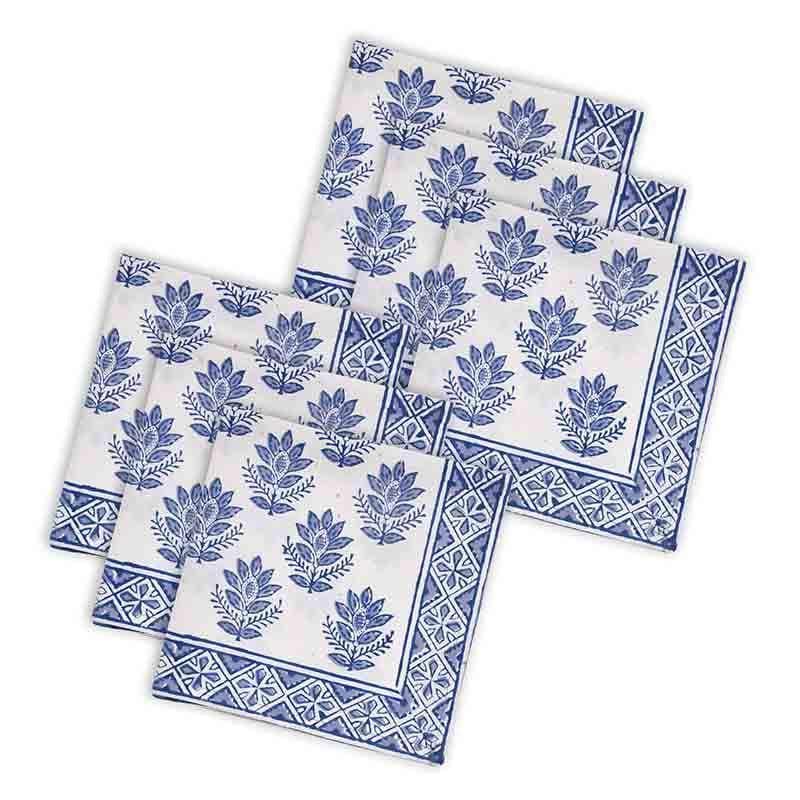 Buy Mehr Handblocked Table Napkin - Blue Table Napkins from Vaaree