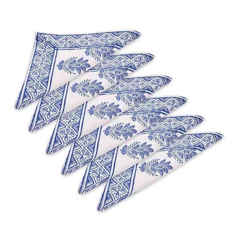 Buy Mehr Handblocked Table Napkin - Blue Table Napkins from Vaaree