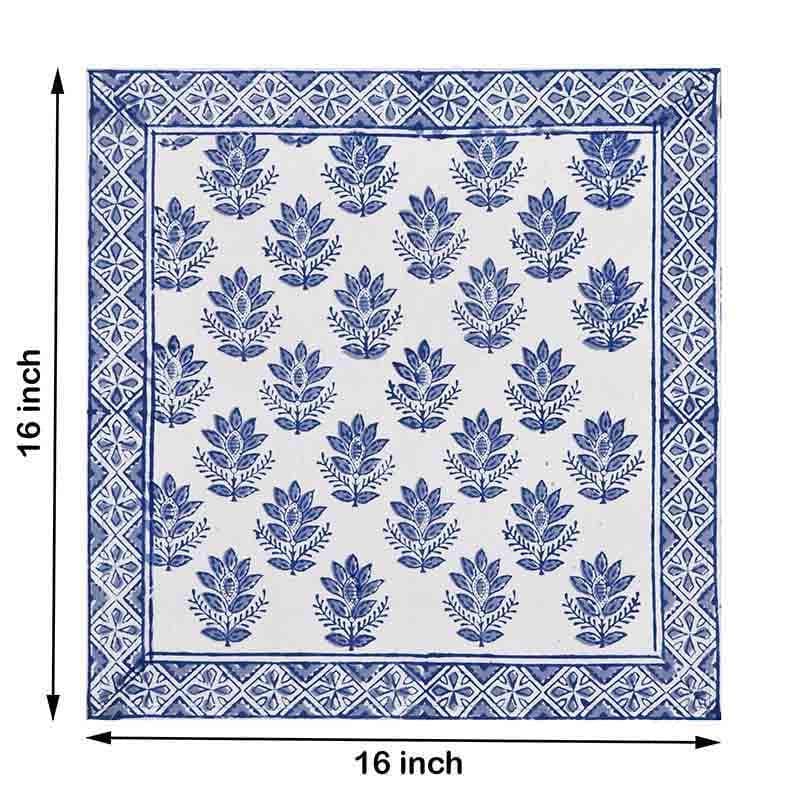 Buy Mehr Handblocked Table Napkin - Blue Table Napkins from Vaaree