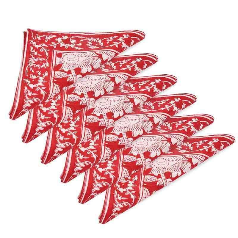 Buy Mehr Handblocked Table Napkin - Red Table Napkins from Vaaree