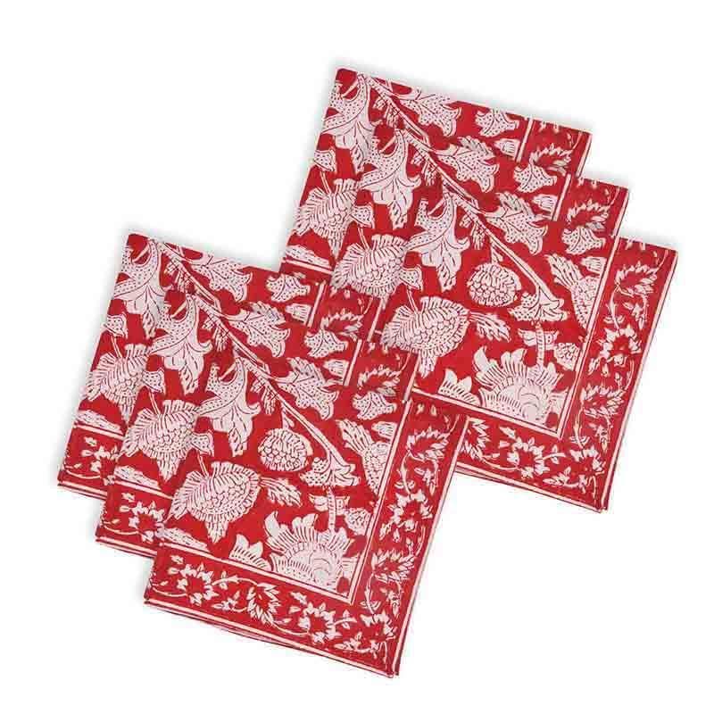 Buy Mehr Handblocked Table Napkin - Red Table Napkins from Vaaree