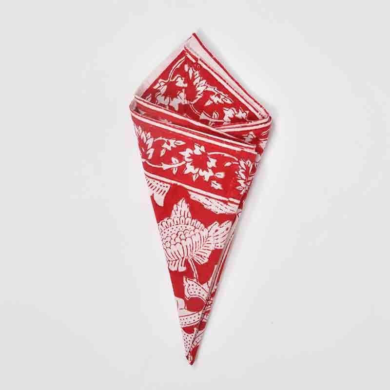 Buy Mehr Handblocked Table Napkin - Red Table Napkins from Vaaree