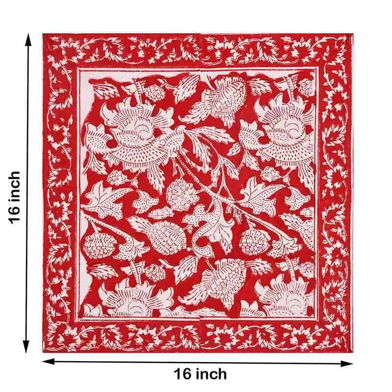 Buy Mehr Handblocked Table Napkin - Red Table Napkins from Vaaree