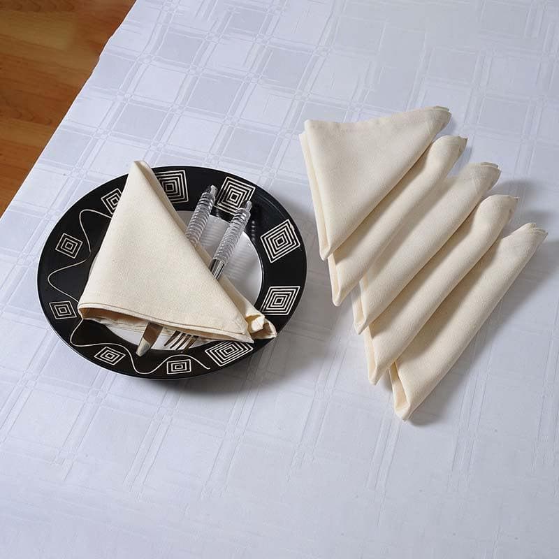 Table Napkin - Pearl White Cotton Dinner Napkins - Set Of Six