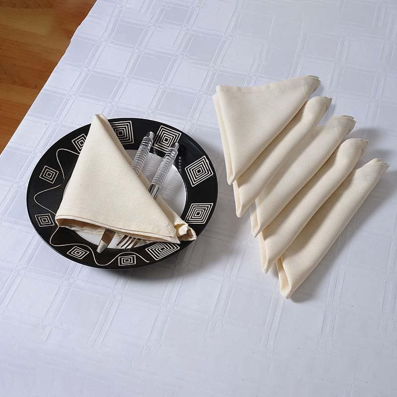 Buy Pearl White Cotton Dinner Napkins - Set Of Six Table Napkins from Vaaree