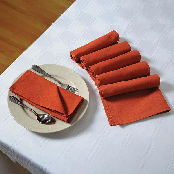 Table Napkin - Rust Orange Cotton Dinner Napkins - Set Of Six