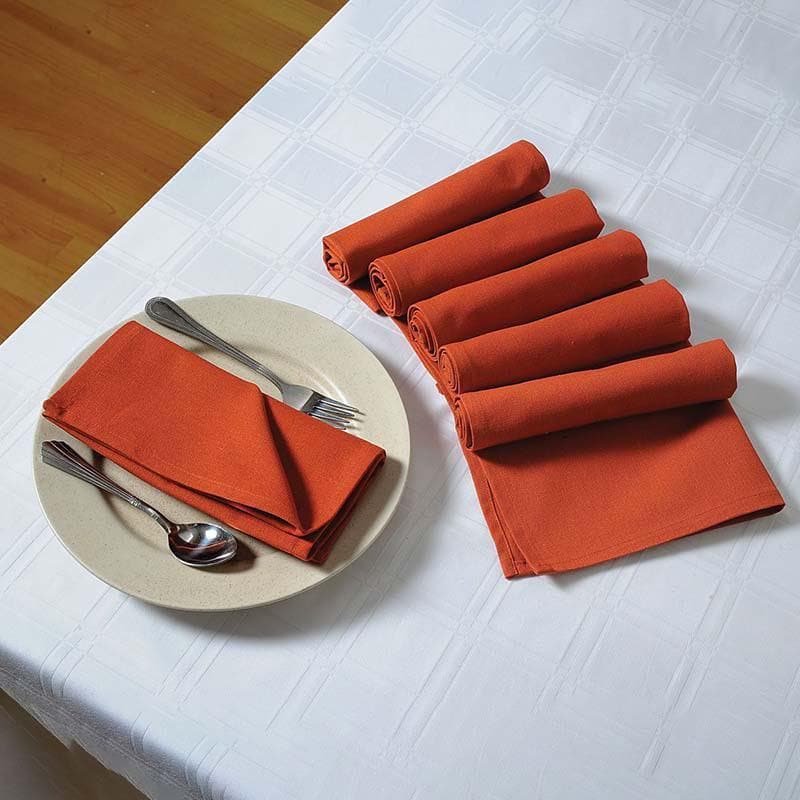 Buy Rust Orange Cotton Dinner Napkins - Set Of Six Table Napkins from Vaaree