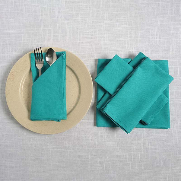 Table Napkin - Teal Blue Cotton Dinner Napkins - Set Of Six