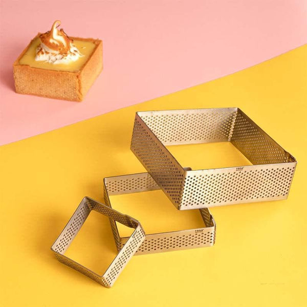 Tart Ring - Perforated Square Tart Ring - Set Of Three