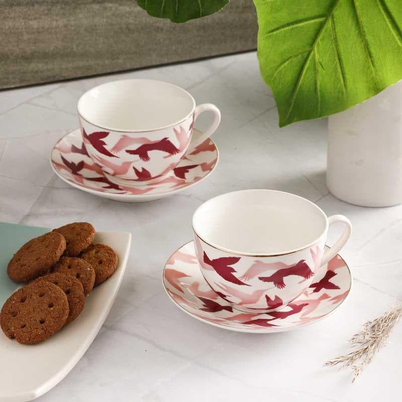 Buy Birds Across Tea Cup & Saucer - Set Of Two Tea Cup & Saucer from Vaaree