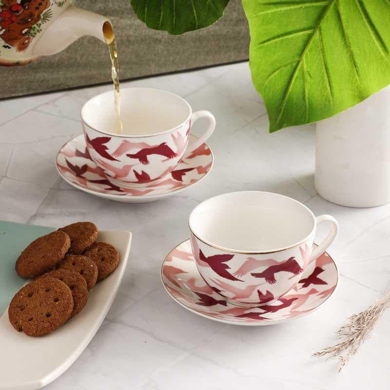 Buy Birds Across Tea Cup & Saucer - Set Of Two Tea Cup & Saucer from Vaaree