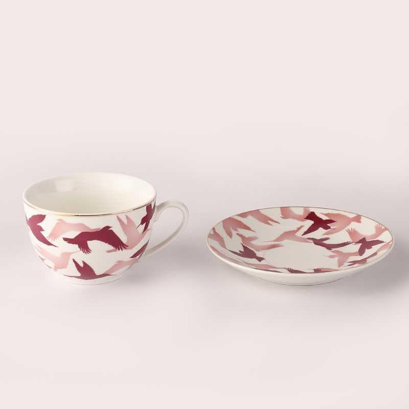 Buy Birds Across Tea Cup & Saucer - Set Of Two Tea Cup & Saucer from Vaaree