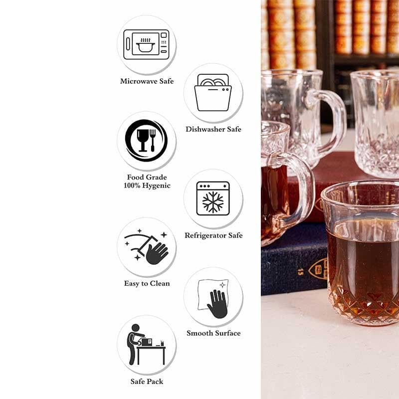 Buy Crux Glass Mugs (210 ml) - Set of Six Tea Cup from Vaaree