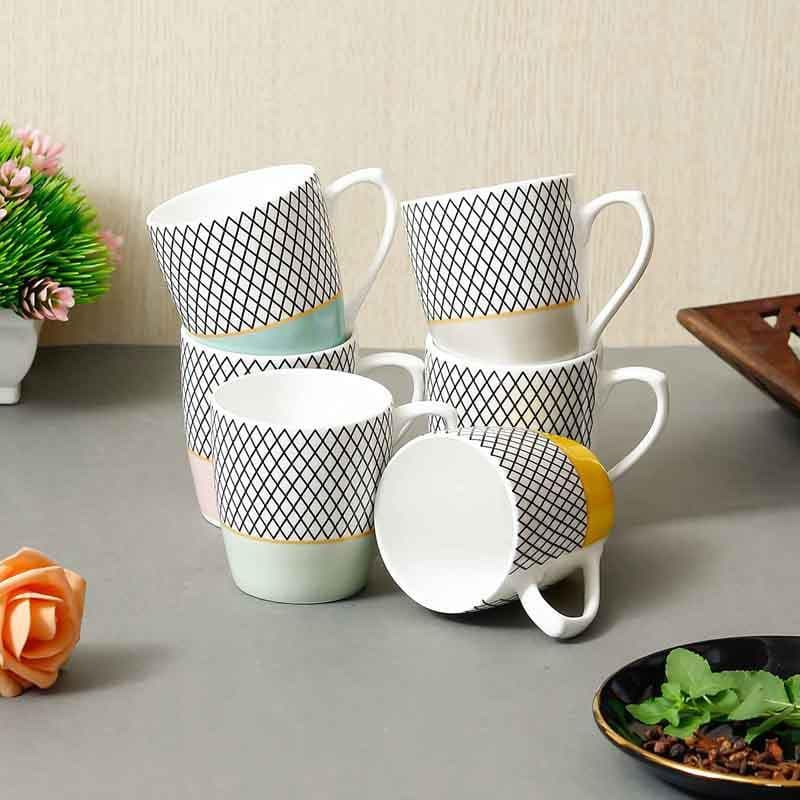 Buy Diamond Coffee Mugs (160 ML) - Set of Six Tea Cup from Vaaree