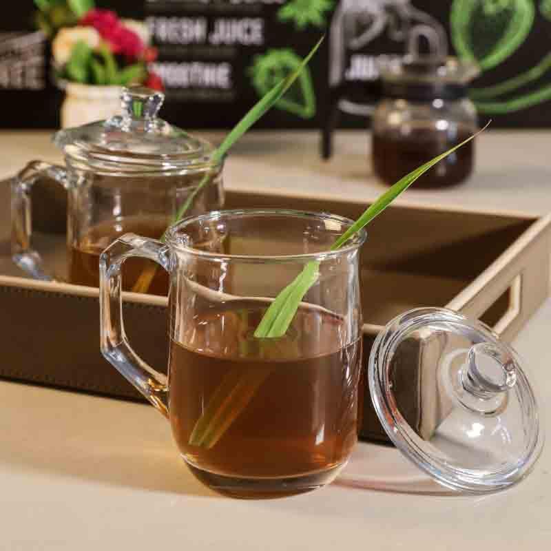 Buy Revive Glass Mug with Lid- Set of Two Tea Cup from Vaaree