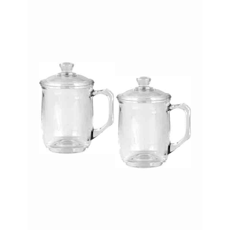 Buy Revive Glass Mug with Lid- Set of Two Tea Cup from Vaaree