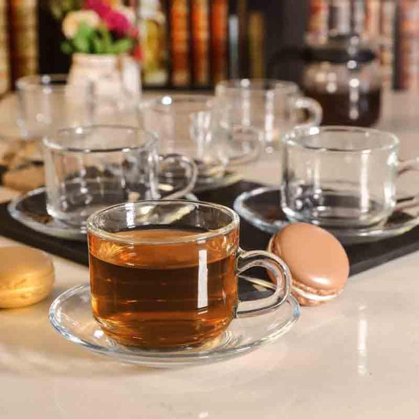 Tea Cup - Revvy Glass Cup and saucer - Twelve Piece Set