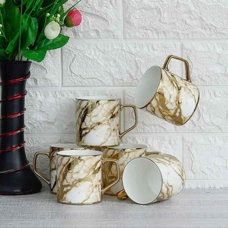 Tea Cup - Tis Marble Mugs (160 ML) - Set of SIx