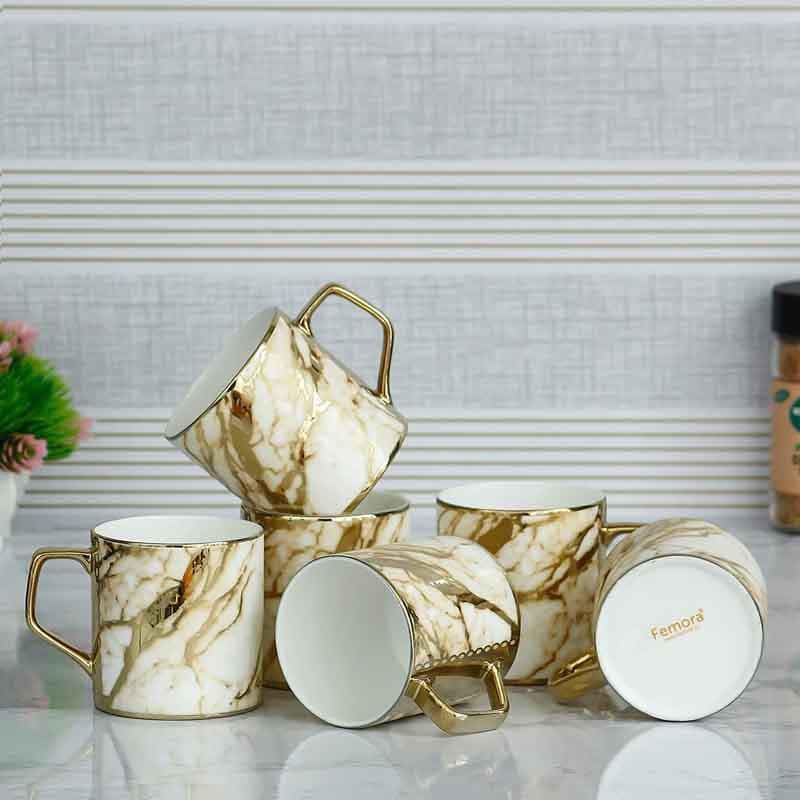 Tea Cup - Tis Marble Mugs (160 ML) - Set of SIx