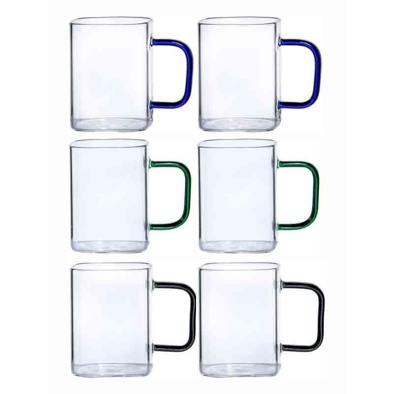 Buy Titan Glass Tea Cups with coloured handles - Set of Six Tea Cup from Vaaree