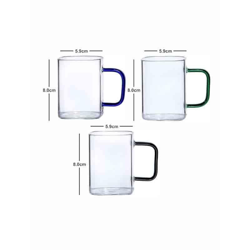 Buy Titan Glass Tea Cups with coloured handles - Set of Six Tea Cup from Vaaree