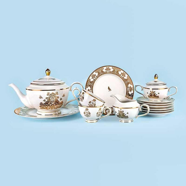 Tea Sets & Tea Pots - Golden Bird Tea Set With Snacks Service