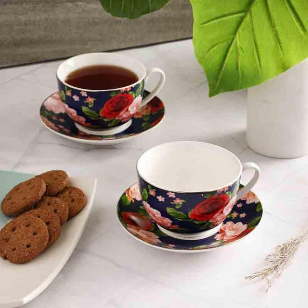 Tea Sets & Tea Pots - Neel Gulabari Cup & Saucer - Set Of Two