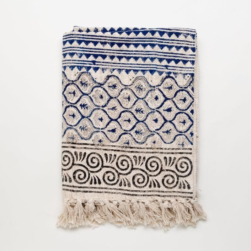 Buy Indigo Palm Tree Handblock Printed Throw Throws from Vaaree