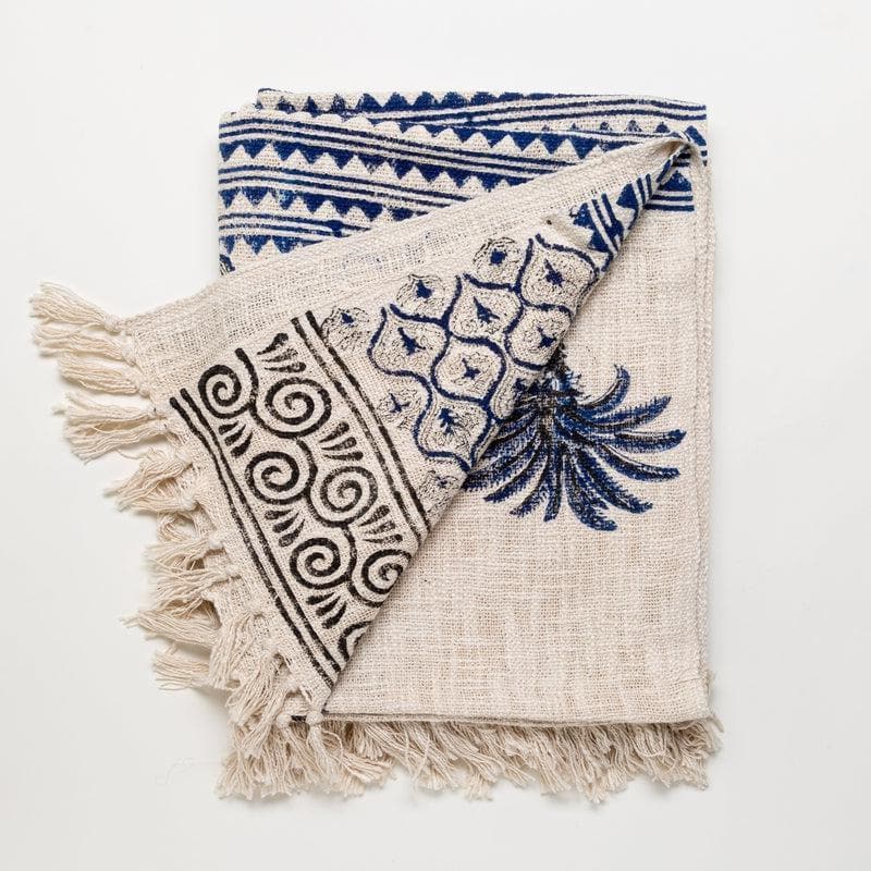 Buy Indigo Palm Tree Handblock Printed Throw Throws from Vaaree