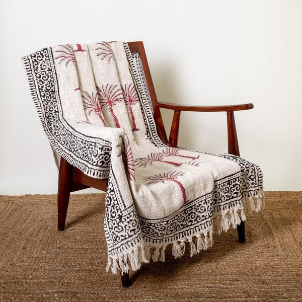 Buy Palm Tree Handblock Printed Throw Throws from Vaaree